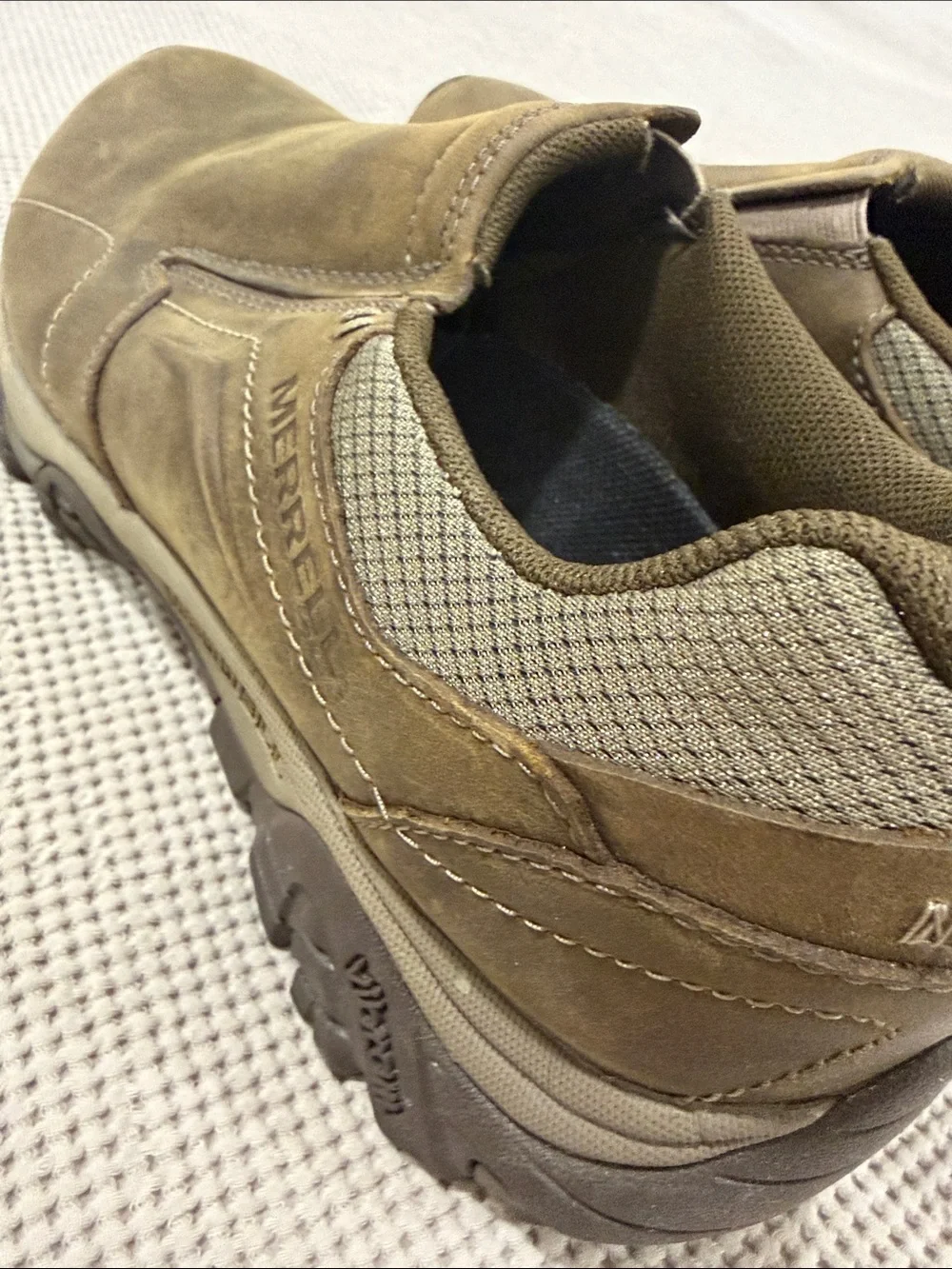 Merrell Men's Olive Brown Slip-On Leather Trail Shoes